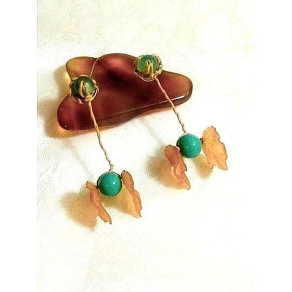 Hanging grapes on VINE DROP EARRINGS  HANDMADE - Picture 1 of 9